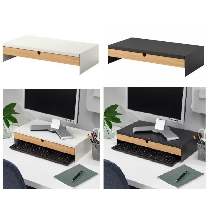 ELLOVEN Monitor stand with drawer, white / Anthracite Shopee Malaysia