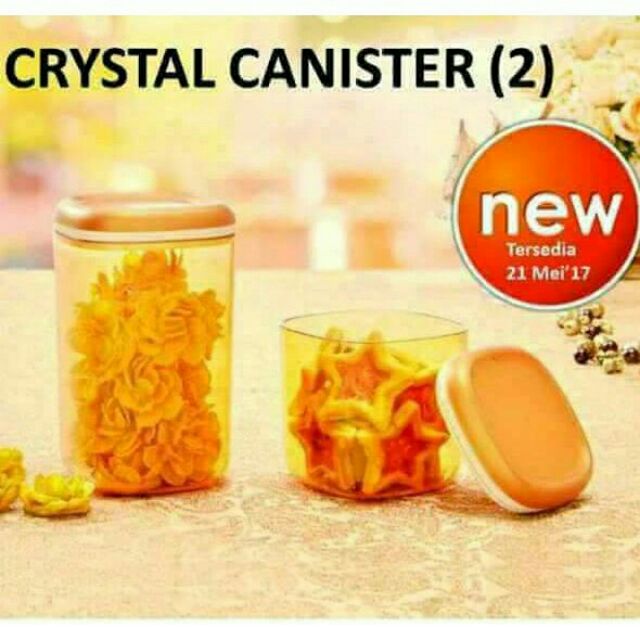Tupperware gold crystal canister (2pcs) Shopee Malaysia