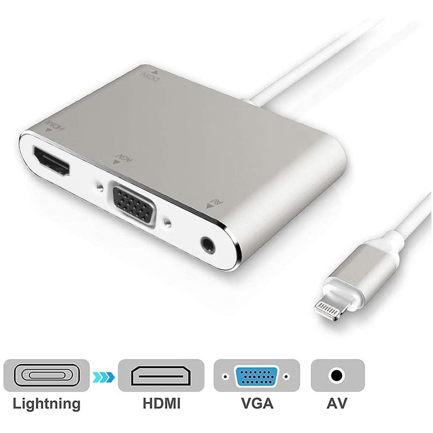 Lightning To HDMI VGA AV Adapter Converter, ACETEND 2020 Latest 4 in 1 Plug and Play Digtal AV
