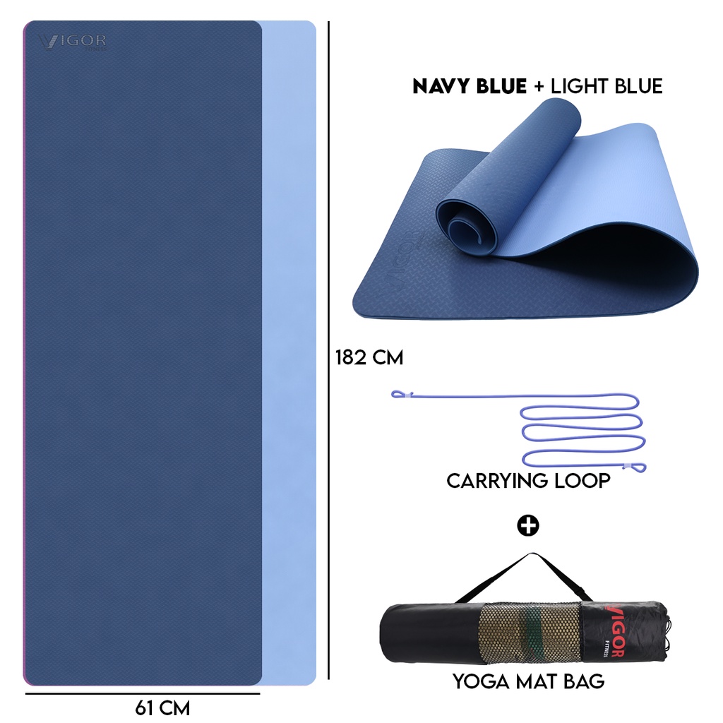 Vigor Fitness TPE Yoga Mat AntiSlip Thickness Yoga Mat (6mm) Shopee