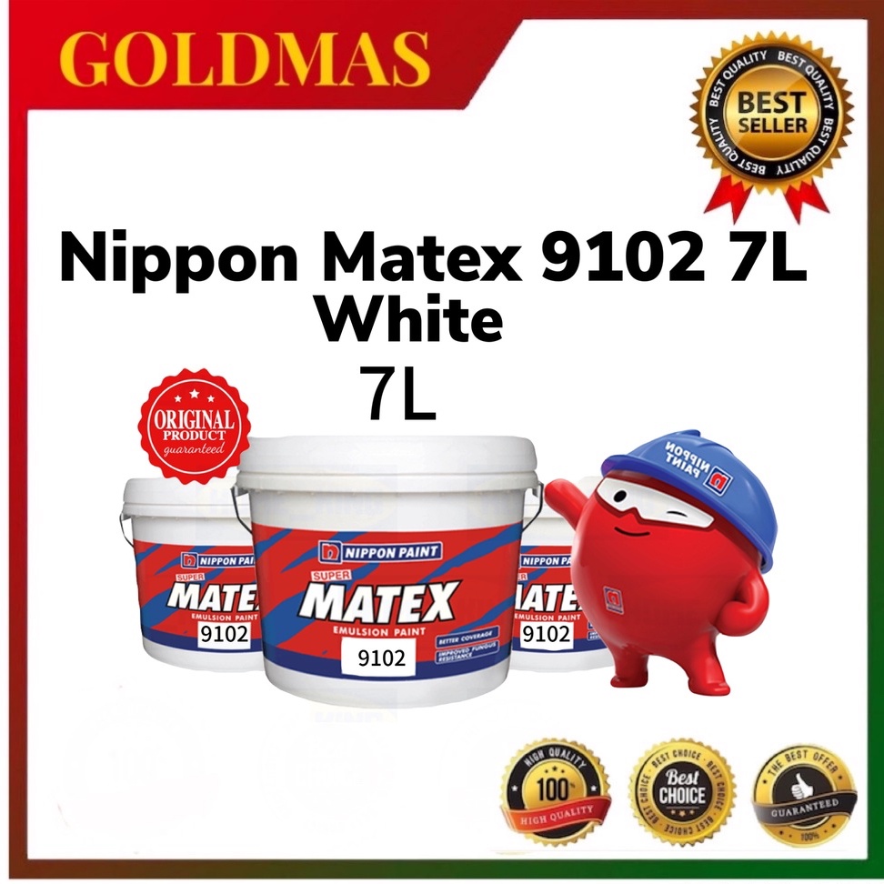 NIPPON PAINT SUPER MATEX INTERIOR EMULSION WALL PAINT 7L / 9102 White