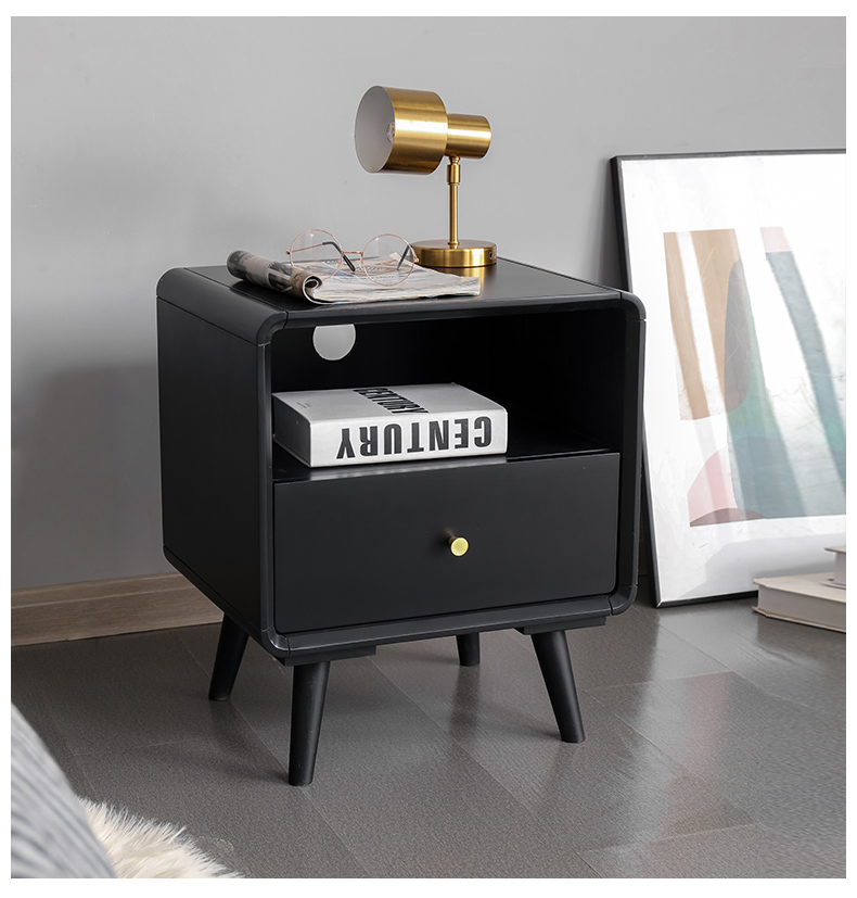Nordic Velvet Bedside Table Scandinavian Wood Almari Katil Luxury