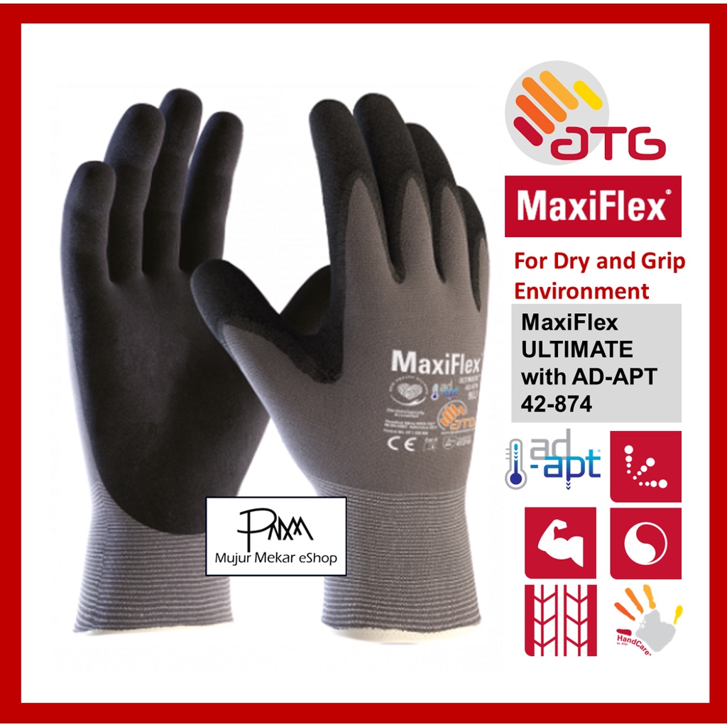 ATG MaxiFlex Ultimate 42874 Safety Gloves with ADAPT breathable gloves for electrician