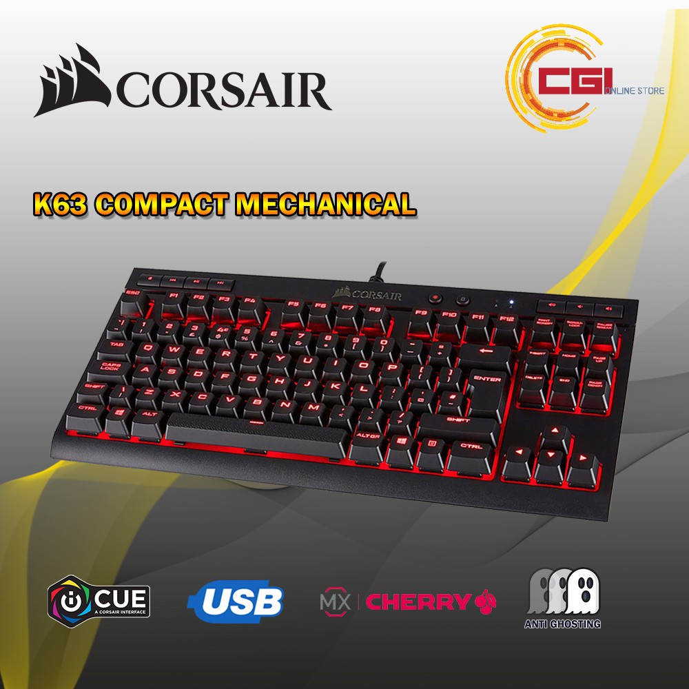 Corsair K63 Compact Mechanical Gaming Keyboard CHERRY MX Red (CH