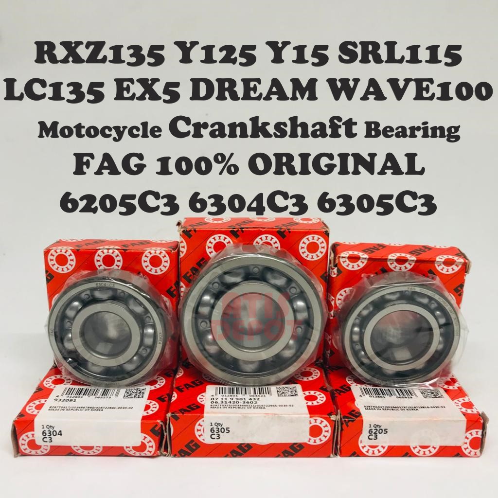 FAG ( C3 ) Motorcycle Crankshaft Bearing RXZ Y125 Y15 SRL110 SRL115