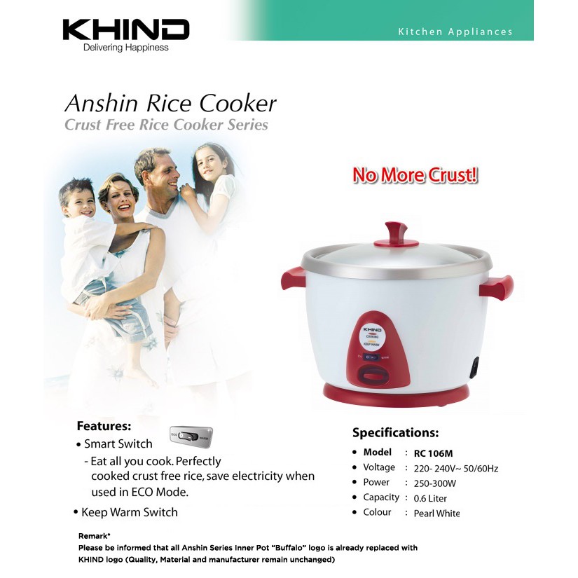 Khind 1.8L Anshin Stainless Steel Rice Cooker RC118M/2.8L RC128M/1.0L