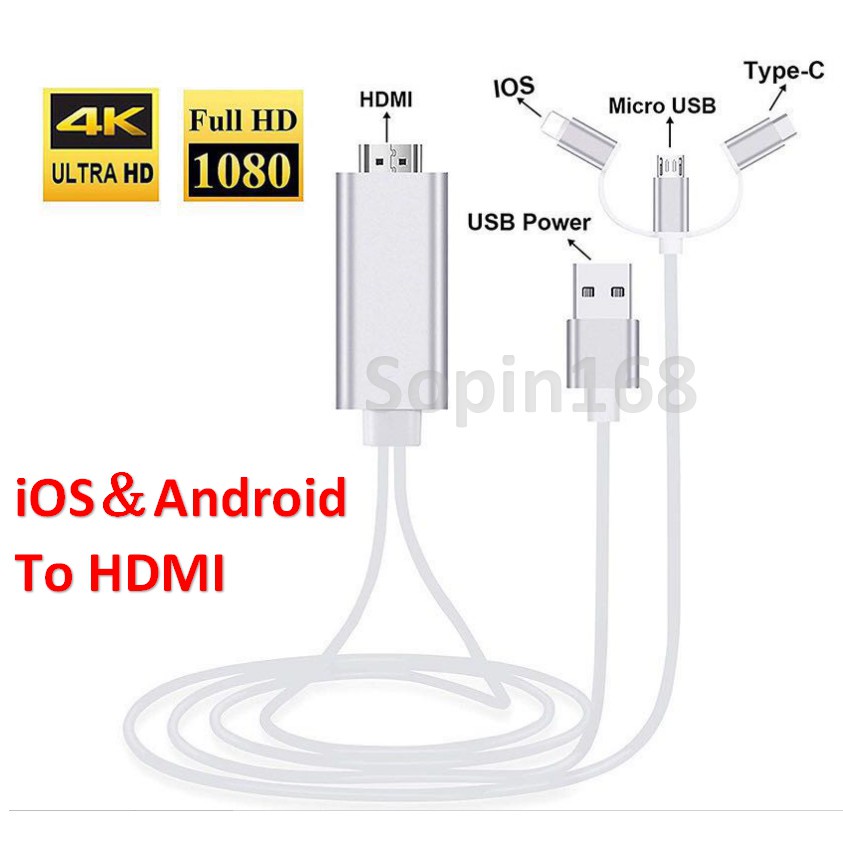 Hdmi Cable Phone to Tv HDMI Cable 3 in 1 Android Micro Type C to TV