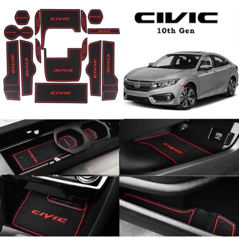 (With Logo) CAR SLOT MAT HONDA CIVIC FC Red Lining Slot Mat Shopee