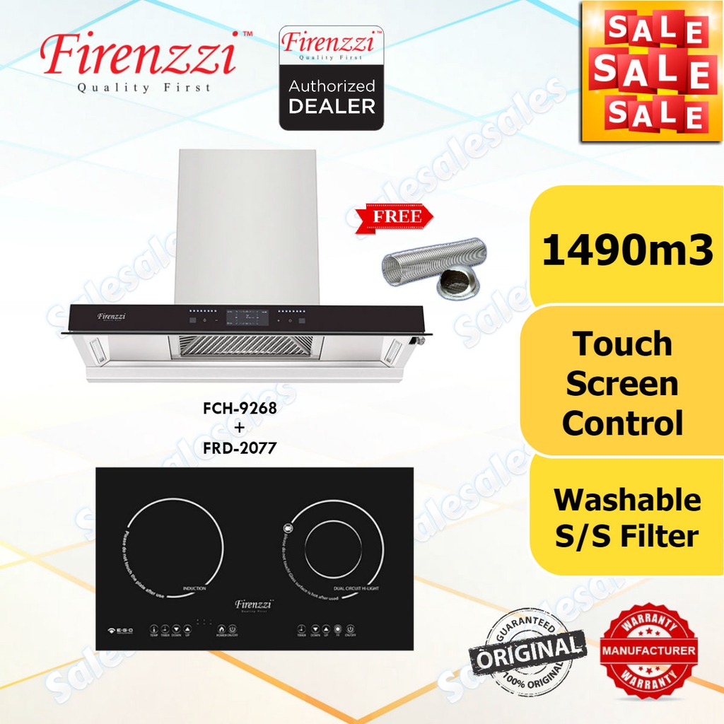 Firenzzi 1490m3 FCH9368ACX Designer Cooker Hood + Builtin Hob Packages Shopee Malaysia