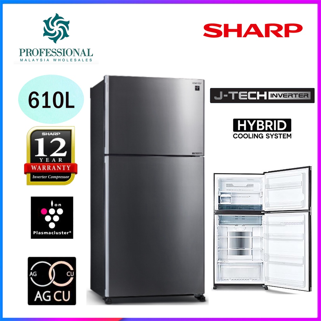 Sharp 610L Pelican Refrigerator Fridge SJP601MFMK/ SJP601MFMS/ SJP682MFGK/ SJP682MFGM Shopee