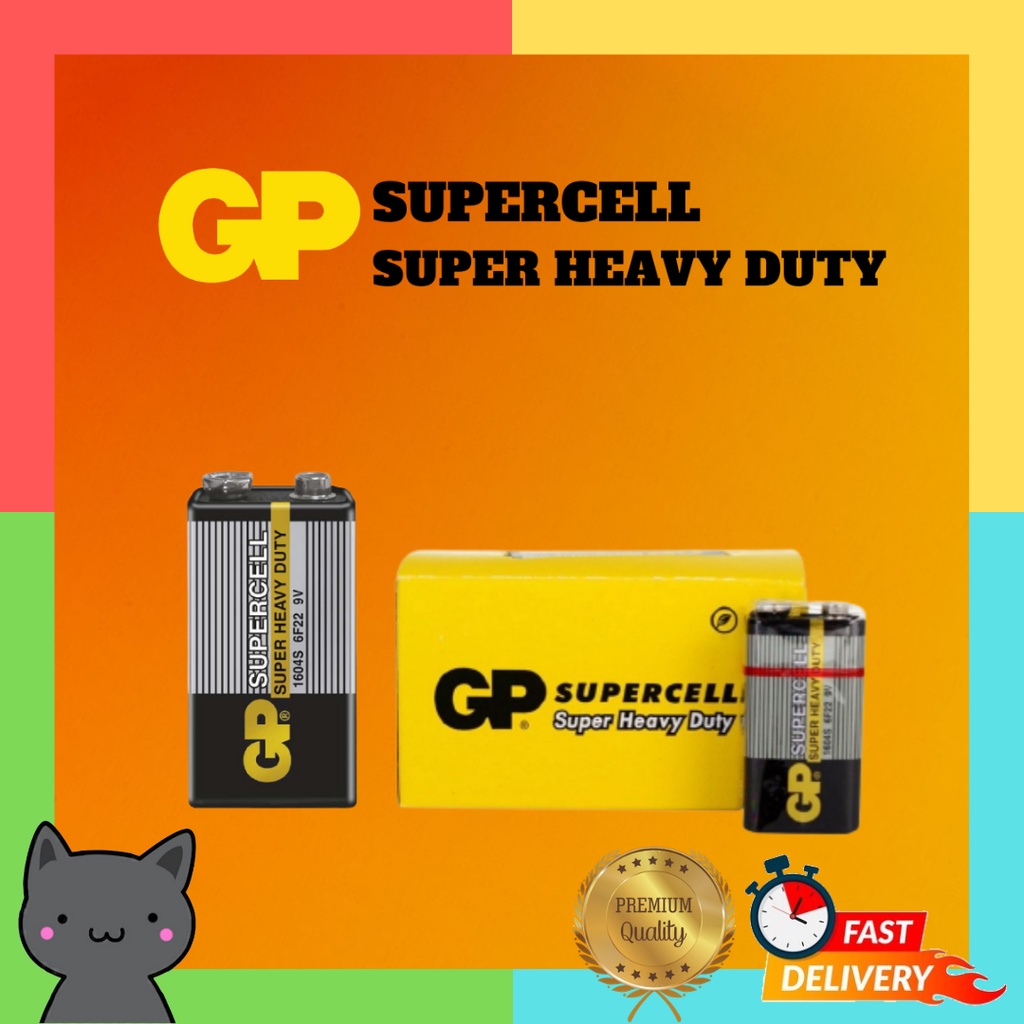 🔋GP Battery Supercell Super Heavy Duty 9V Battery (1 Box 10 Pcs) Ready