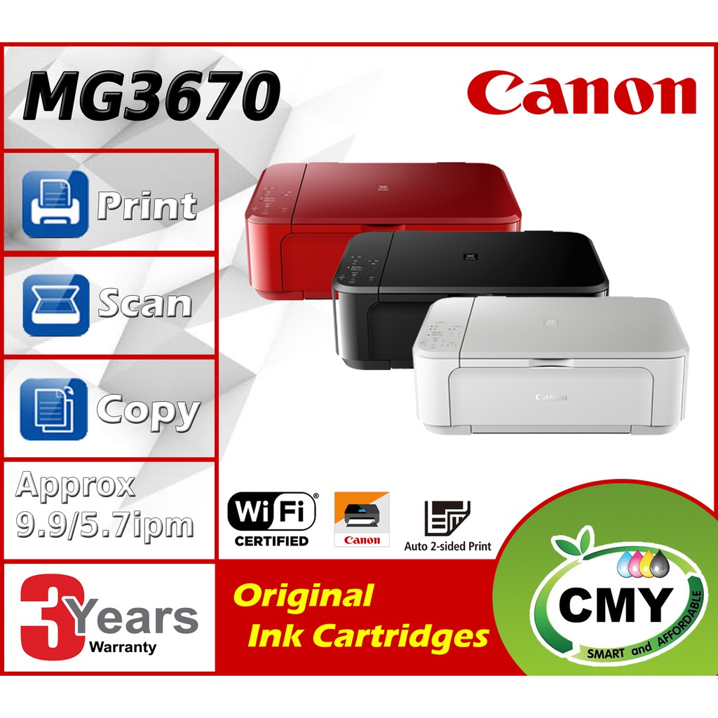 Canon MG3670 Wireless Photo AllInOne with Auto Duplex Printing