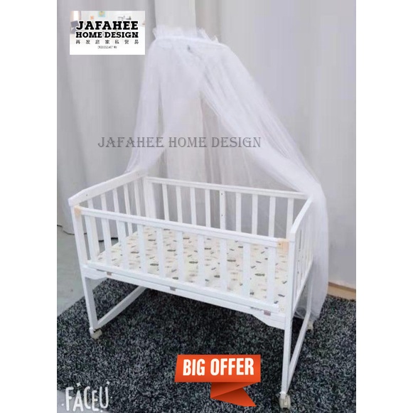 JFH Multifunctional Baby Wooden Cot (White) Baby Cot Shopee Malaysia