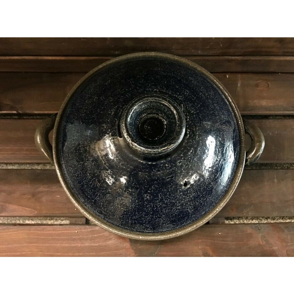 Shigaraki yaki Ceramic DONABE Hot pot Japanese Navy Earthen Clay Pot