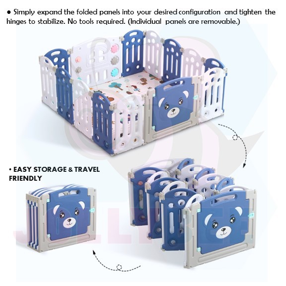 Baby Fence with Door Gate Safety Foldable Baby Playpen Baby Kid Safety