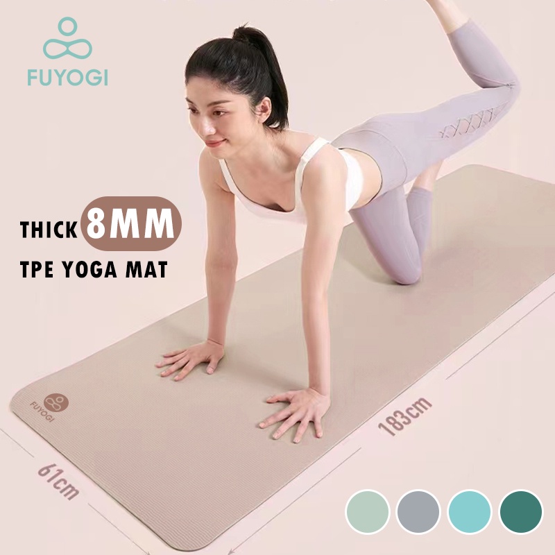 FUYOGI Yoga Mat 8MM TPE NonSlip Fitness Tasteless Thickened Beginner