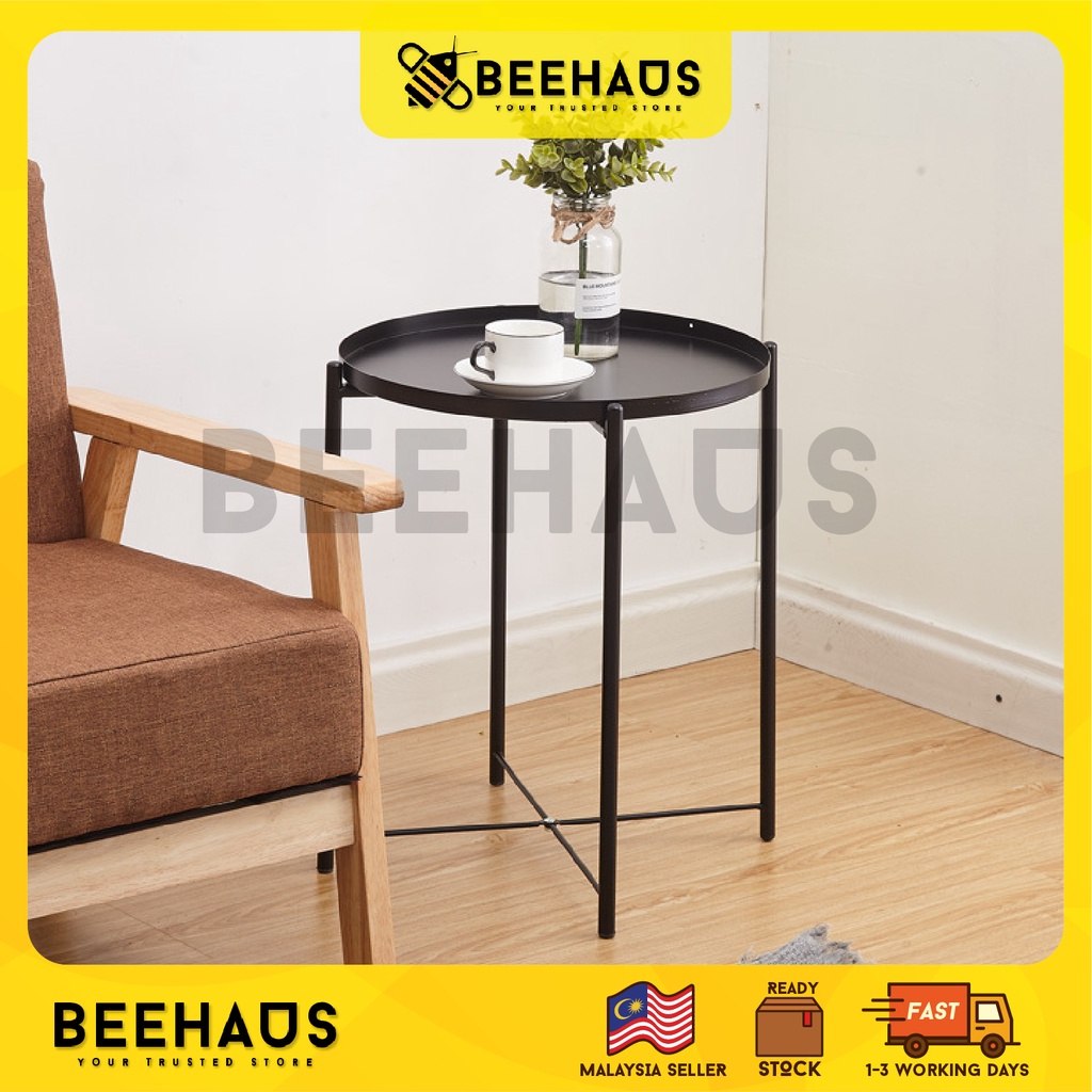 BEEHAUS Metal Coffee Table Tray Table Tea Table Side Table Round