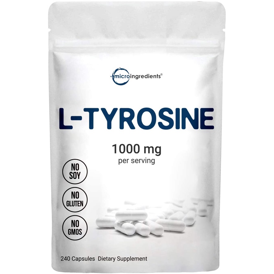 Plant Based L Tyrosine Pills, 1000mg Per Serving, 240 Capsules, Premium