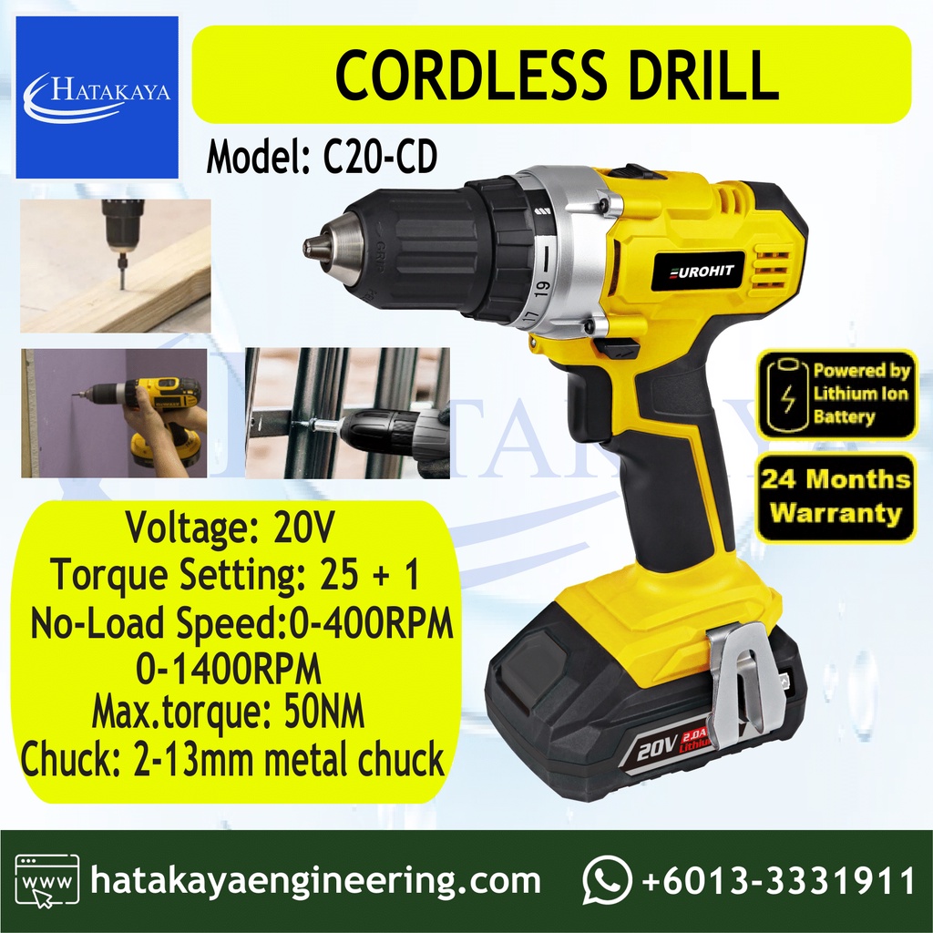 HTKY Eurohit 20V Cordless Drill C20CD Italy Brand 100 Original