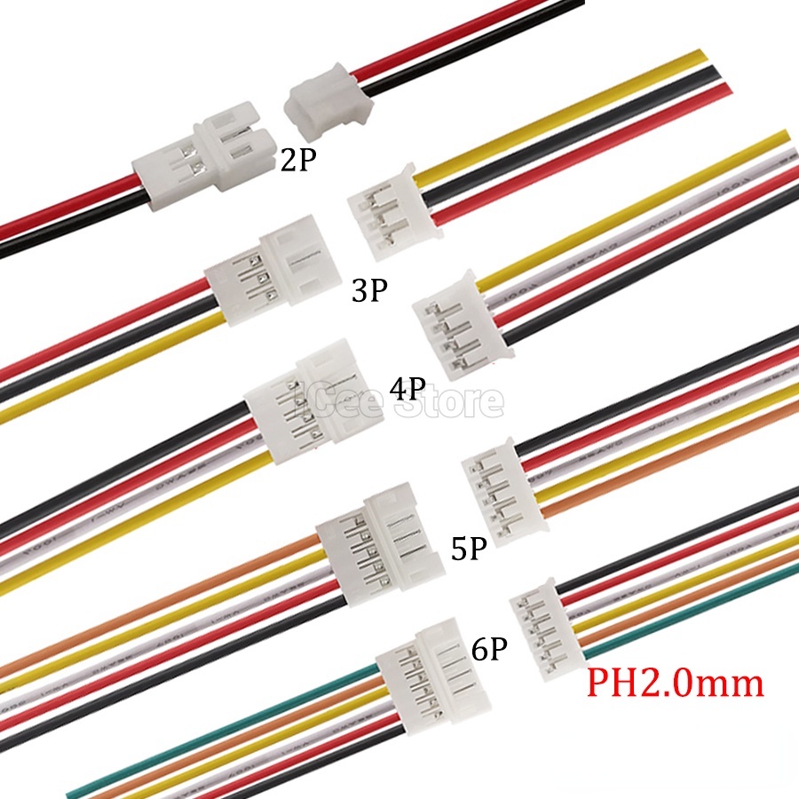10Pcs PH2.0 Wire Connector PH 2.0 Pitch 2.0mm JST 2P/3P/4P/5P/6P 20CM
