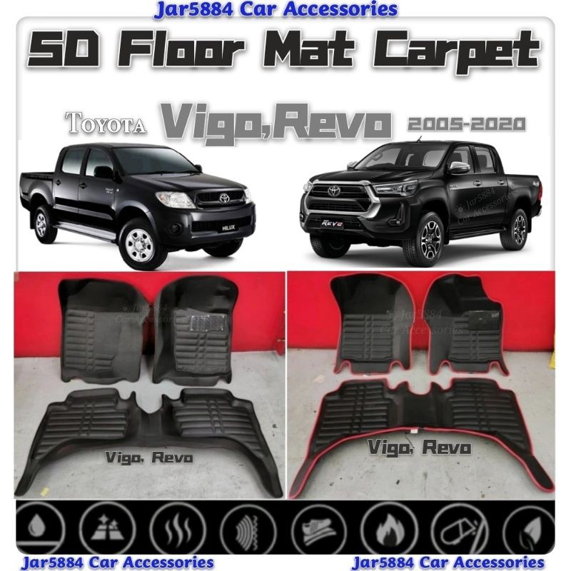 Toyota Hilux Vigo/Revo 20052021 5D Car Floor Mat/Carpet Shopee Malaysia