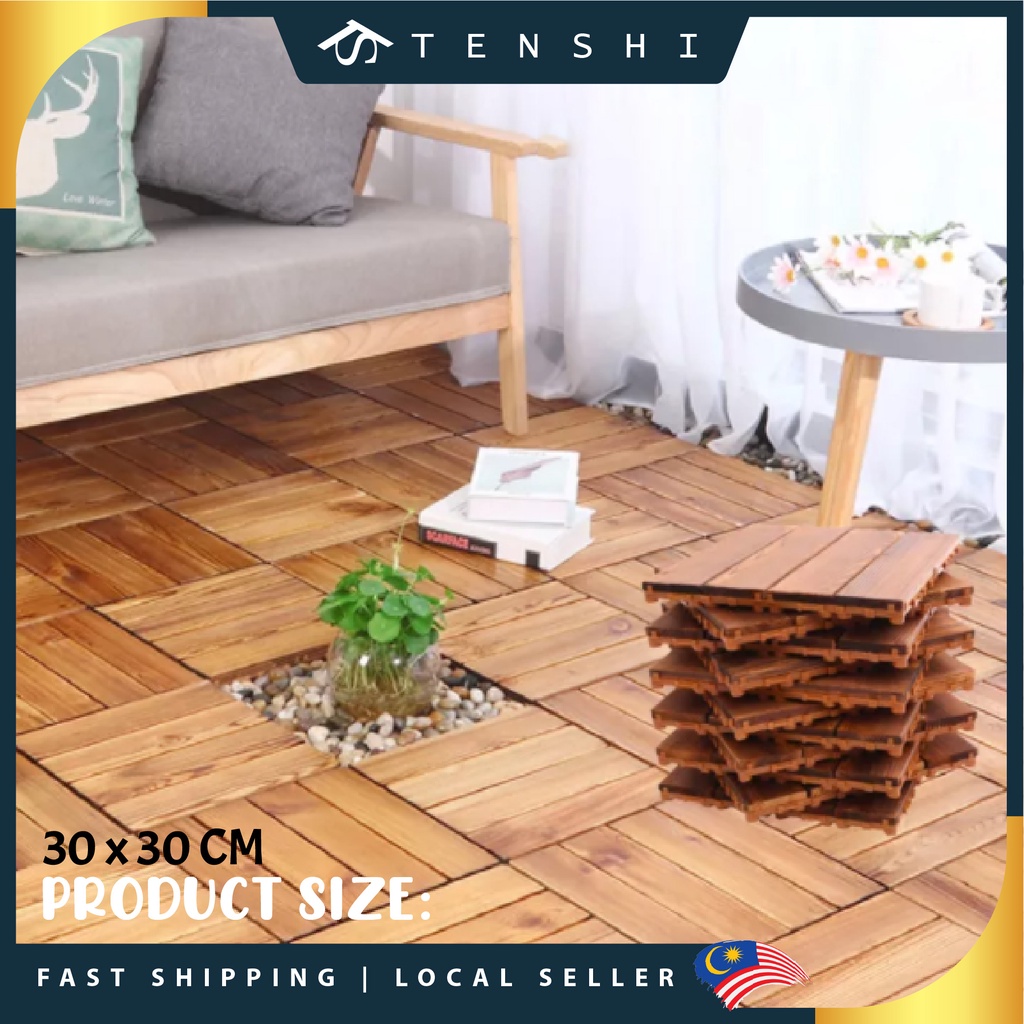 DIY Outdoor Wooden Floor Decking Kayu Carpet Lantai Decktile Garden