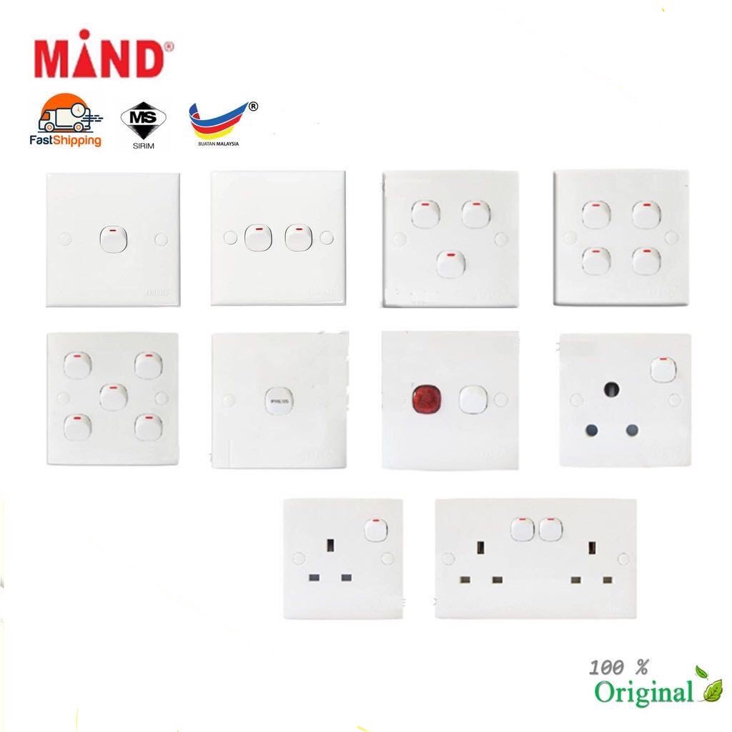 MIND 2K Series Switches and Socket Outlet (SIRIM) 13A Switch socket / plug socket 1gang 2gang