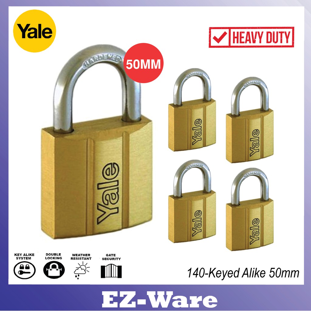YALE Solid Brass High Security Key Alike Padlock 40mm/50mm 25PCS Shopee Malaysia