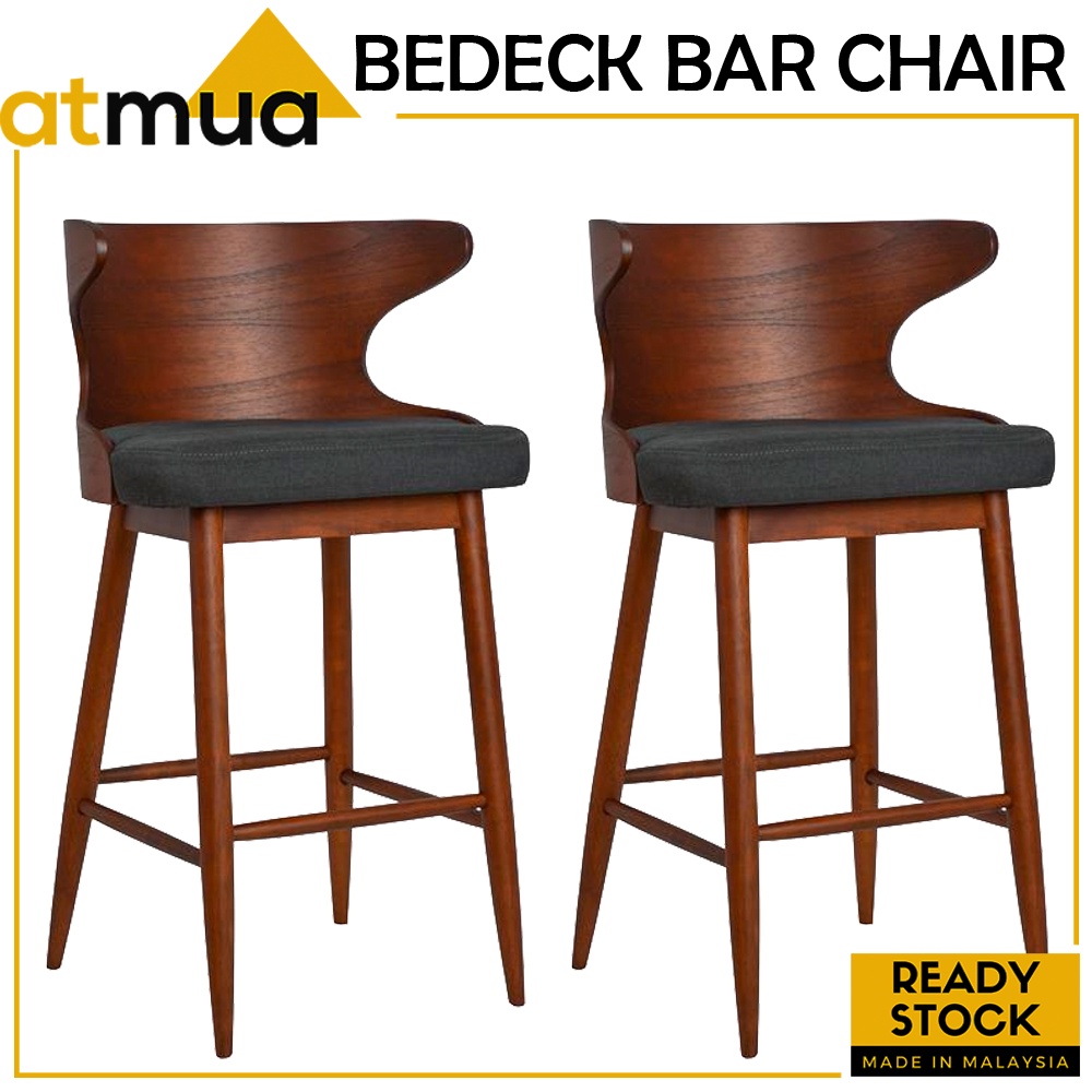 Atmua Furniture Bedeck Solid Wood Bar Chair Wide Seat High Chair 30