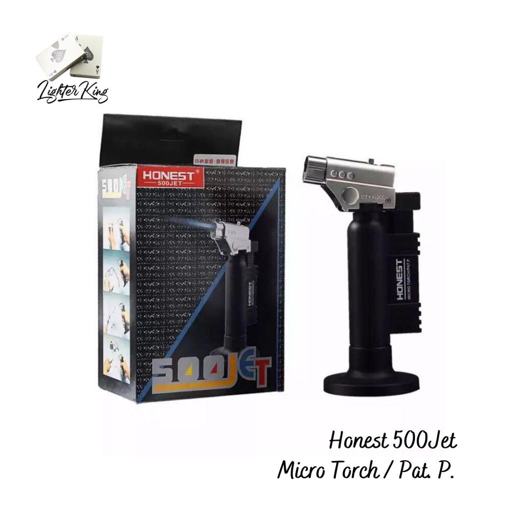 Honest 500 Jet Micro Torch / Pat. P. / Butane Lighter / Gas Refillable
