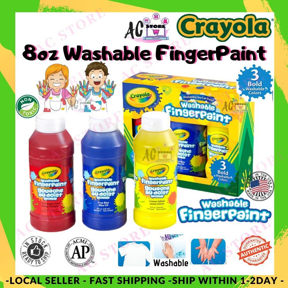 ACCrayola 8oz Primary Washable Fingerpaint (3 Count) Red,Yellow,Blue