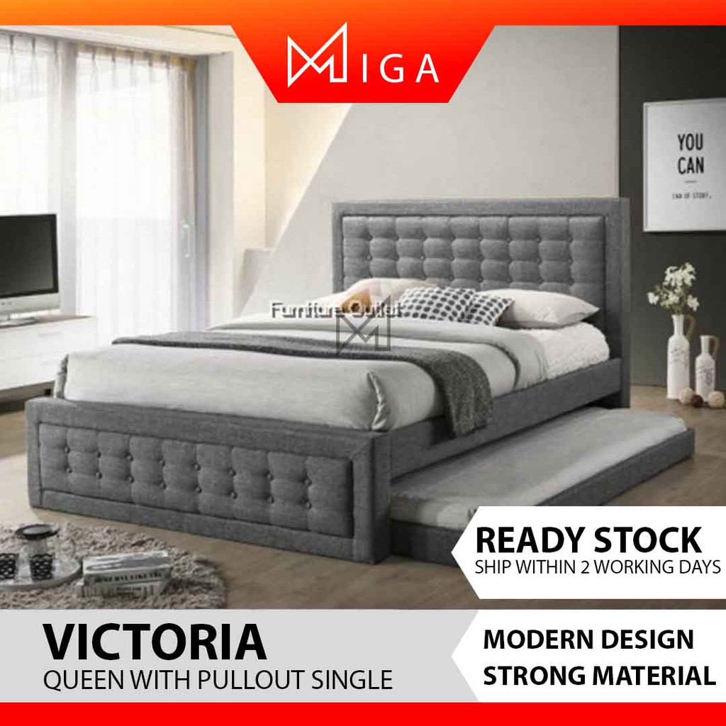 Victoria queen bed grey ( with single pull out) Shopee Malaysia