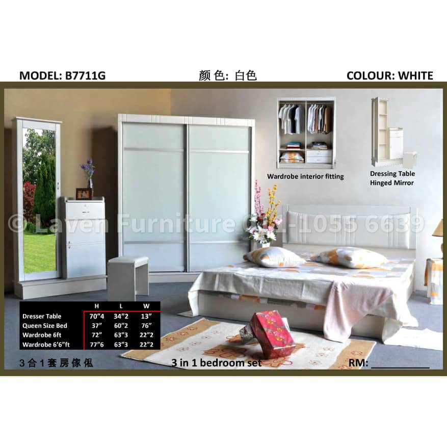 WHITE GLASS DOORS QUEEN BEDROOM SET EXCLUDED MATTRESS For