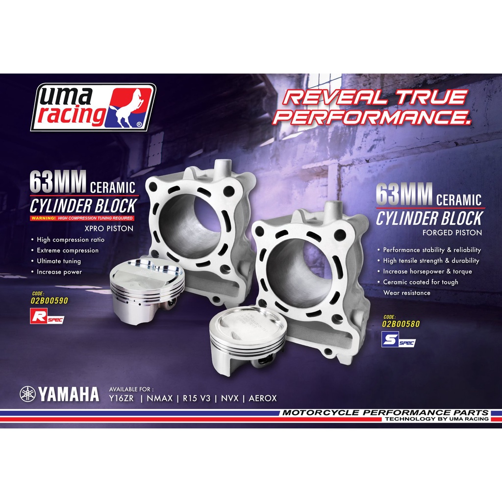 Y16/ R15 V3/ NVX/ NMAX [ 63MM ] UMA RACING CERAMIC CYLINDER BLOCK KIT