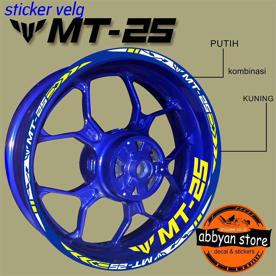 Sticker Rim Sticker Motorcycle Decal Yamaha MT25 Blue Rims Can Be