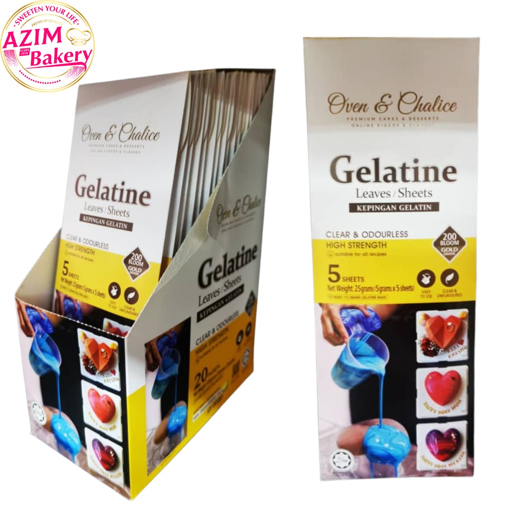 Gelatine Sheet 25g/5sheet Oven & Chalice Gelatin Sheet Kepingan