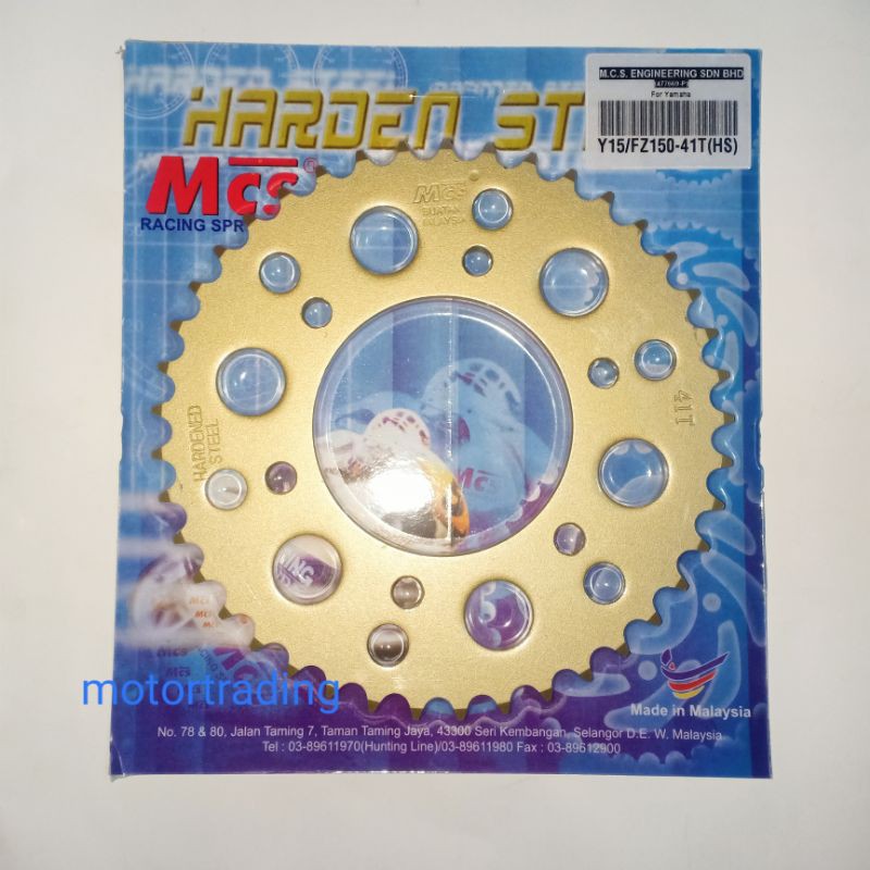 (Yamaha Y16 Y15 Y15ZR FZ150 ) Rear Sprocket MCS Gold 428 (100 Original GOLD MCS Spoket