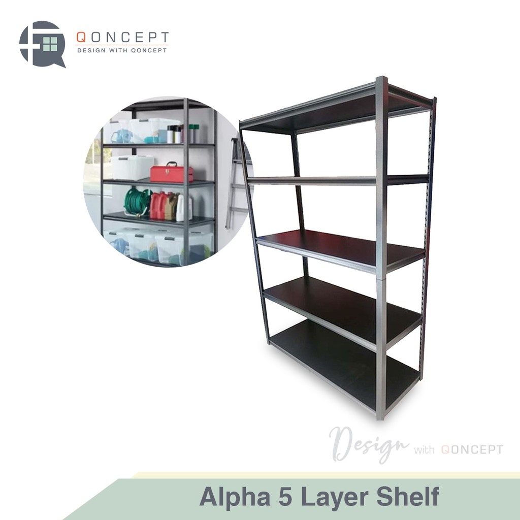 QONCEPT FURNITURE Alpha Shelves Adjustable 5 Layer Boltless Rack