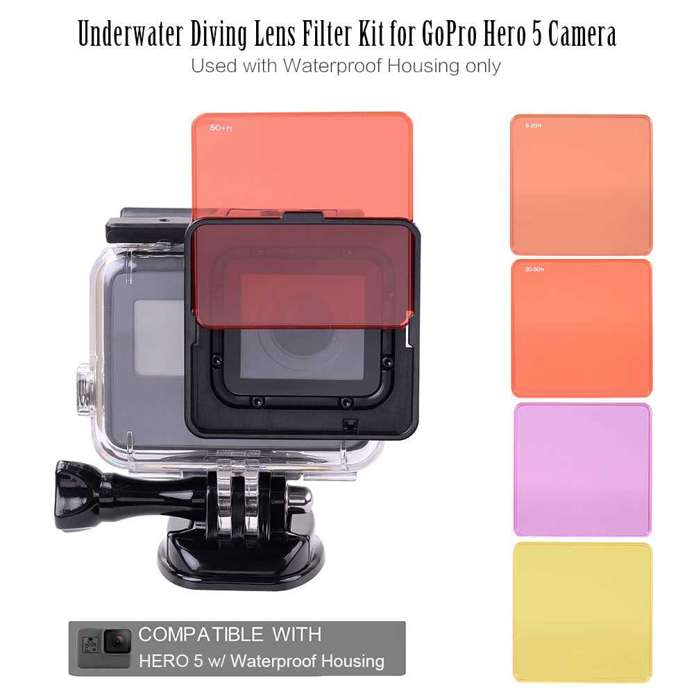 Underwater Diving Lens Filter Kit for GoPro Hero 5 Camera Used with
