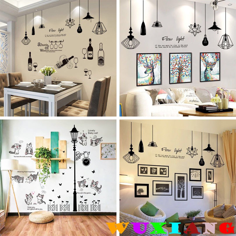 【wuxiang】Wall sticker Black chandelier pattern for room decoration