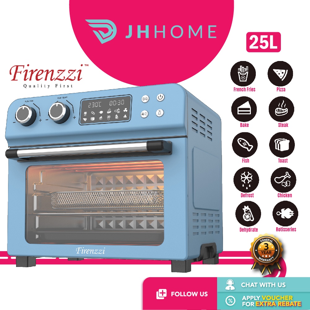 Firenzzi MultiFunction Air Fryer Oven Stainless Steel (25L/1700W) FAD