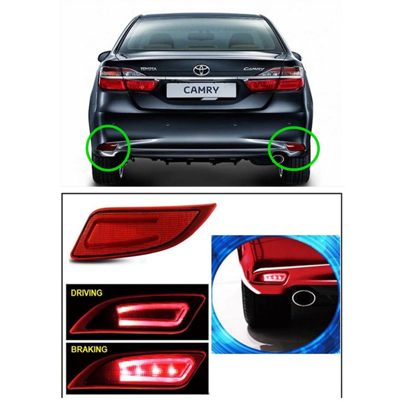 Toyota Camry 20152018 Rear Bumper Reflector Lamp with Light Bar & LED
