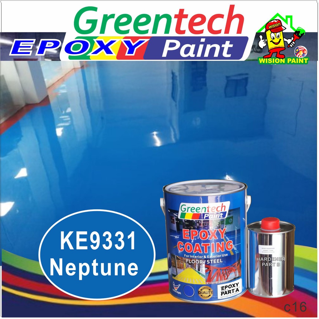 5L Epoxy paint ( GREENTECH PAINT ) Cat Lantai ( 4Liter+ 1Liter Hardener