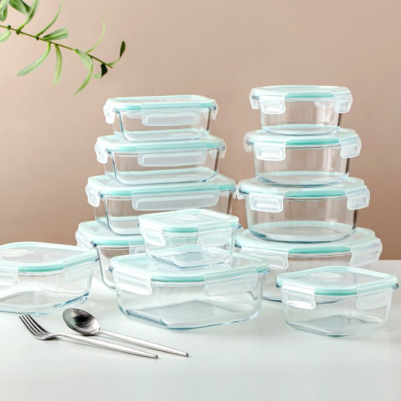 Thickened Heatresistant Glass lunch box Tupperware Microwave food box Food storage box Bekas