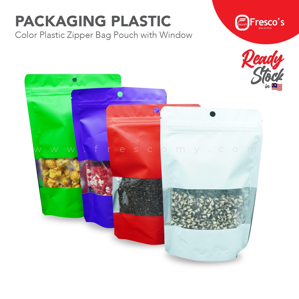 Packaging Plastic Color Plastic Zipper Bag Pouch with Window Plastic Zip Lock Airtight Packaging