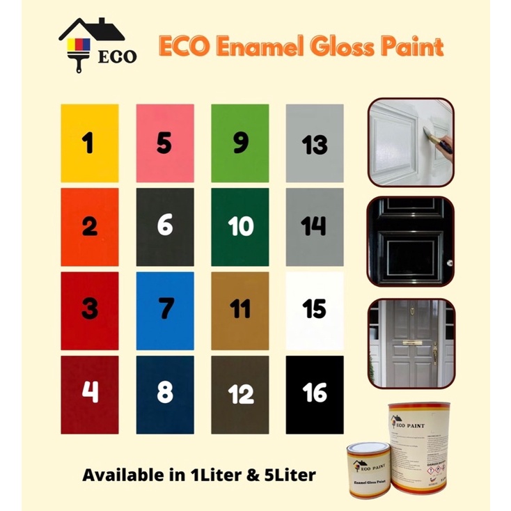 1L & 5L Eco Enamel HIGHGloss Paint (WOOD & METAL) // Cat Kilat, Cat