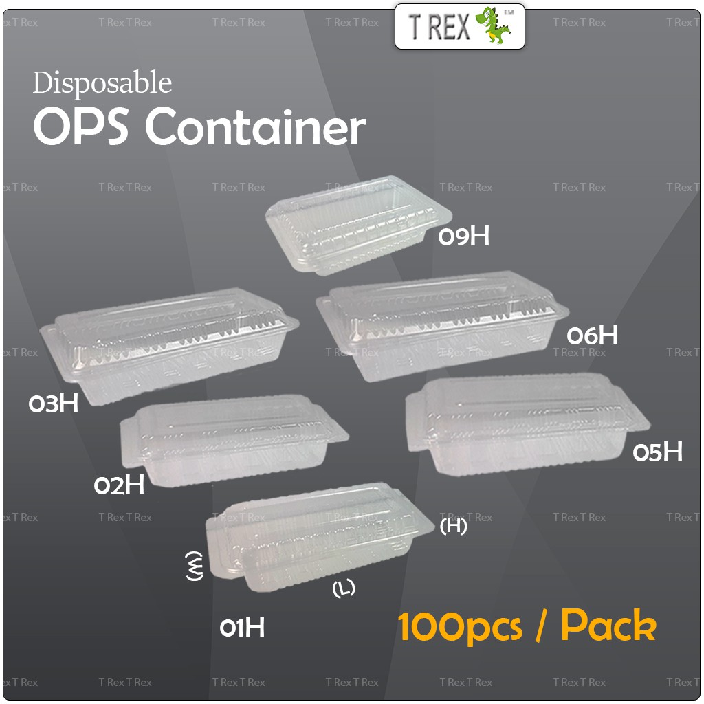 100pcs Disposable OPS Container / Plastic Tray / Bakery Container