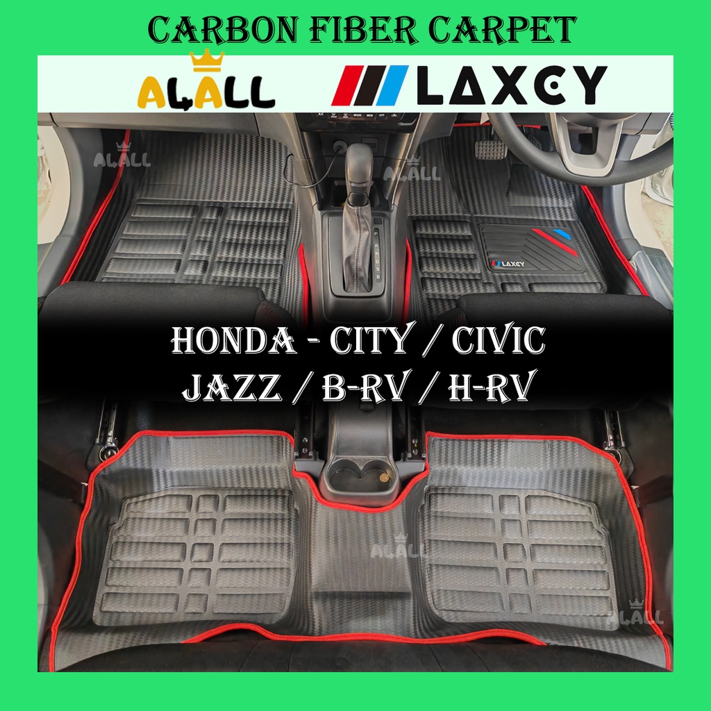 Carbon Fiber Car Mat Carpet Honda City Civic FE FC FD Jaz HRV BRV HRV