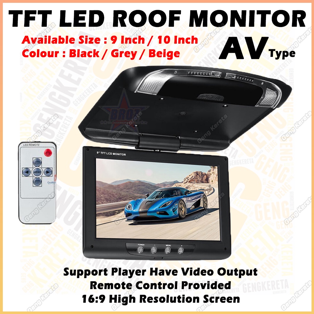 Ultra Slim AV Roof Monitor HD LCD Car Flip Down Roof Kereta Bumbung
