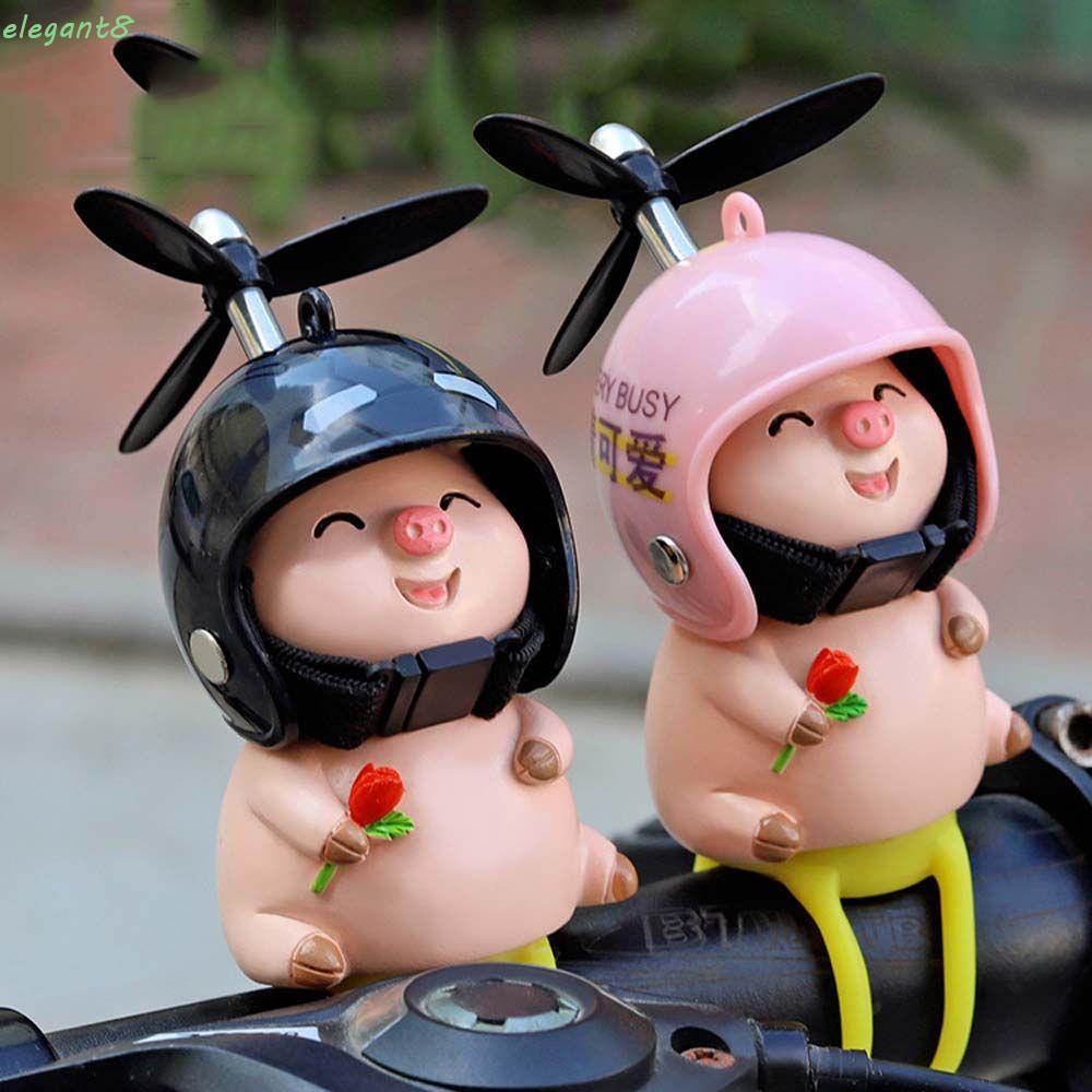 ELEGANT Resin Little Pink Pig Ornaments Riding Cycling Piggy Car